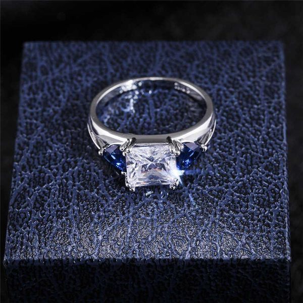 

wedding rings trendy princess zircon cut ring for women engagement size 6-10, Slivery;golden