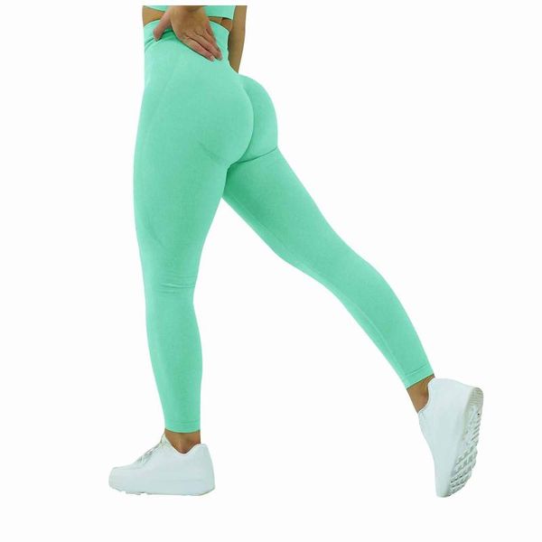 

women's leggings fashion women casual solid seamless buhip lifting workout high waist strong elasticity pants, Black