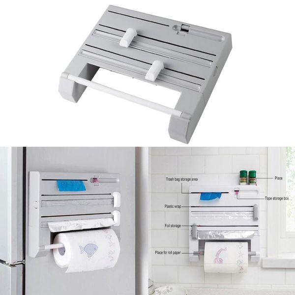 

foil cling film kitchen roll holder dispense rack organizer hooks & rails