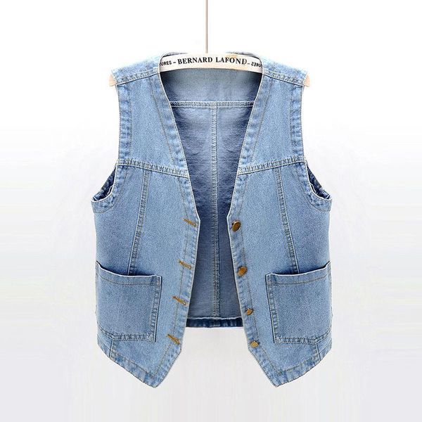 

women's vests chalecos para mujer denim jackets for women v-neck bf style sleeveless student cropped jacket chic simple outwear, Black;white