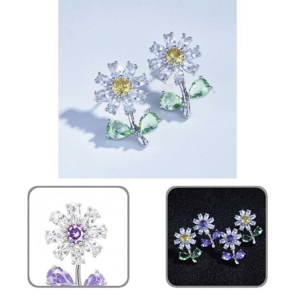 

stud 1 pair elegant earrings flower women dress up shiny all match, Golden;silver