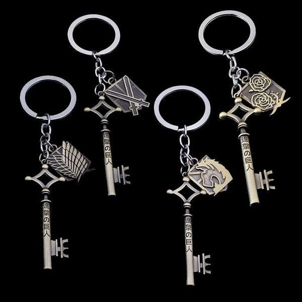 

keychains attack on titan wings of om metal key chain ring pendant anime keychain holder charm jewelry, Silver