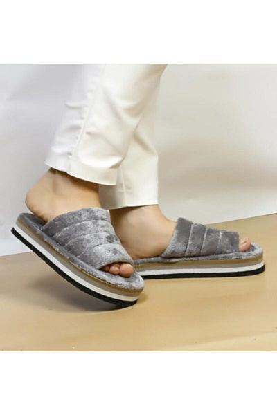 

slippers women's gray casual home house color eva outsole trk26, Black