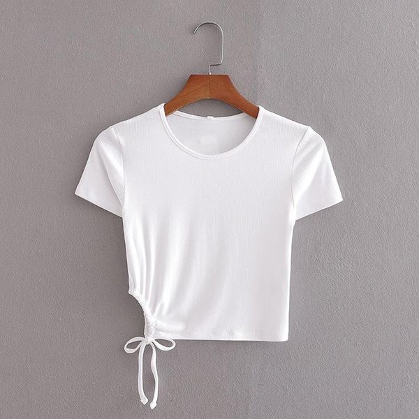 

women's tanks & camis xd - 3102, 2021 summer europe and the united states side with hollow out short sleeve t-shirt, White