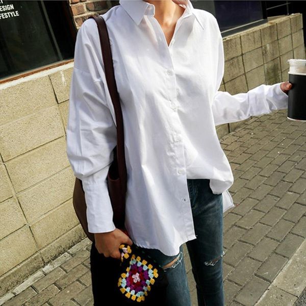 

ruffles hem turn down womens shirt collar white cuff loose female casual blusas