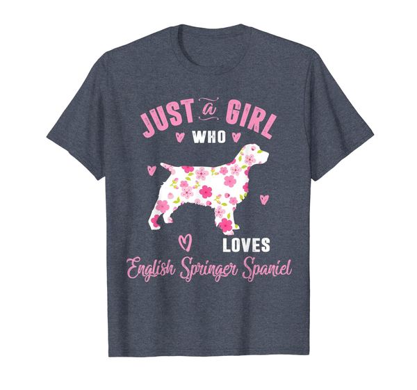 

just a girl who loves english springer spaniel shirts, White;black