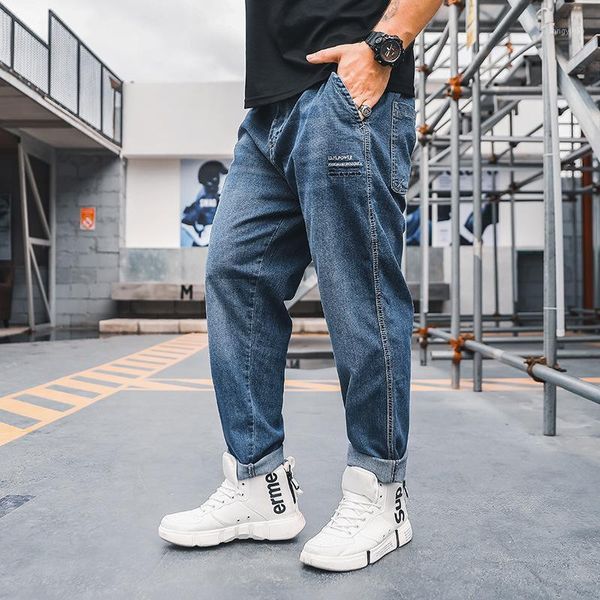 

men's pants fat size denim spring and summer man loose harlan jeans, Black