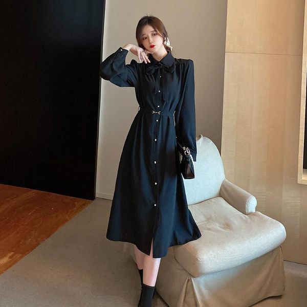 

nus area b ~ french girl temperament elegant dresses show thin casual, Black;gray