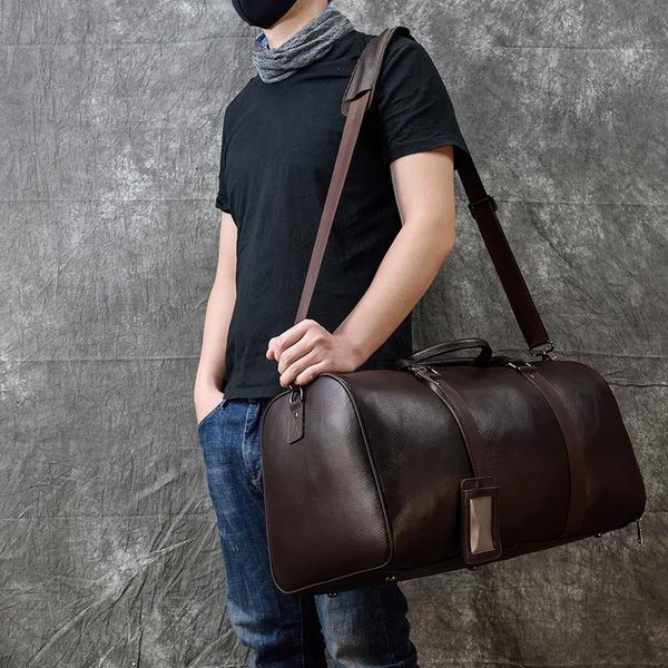 

duffel bags aetoo genuine leather men women travel bag soft real cowhide carry hand luggage shoulder male female