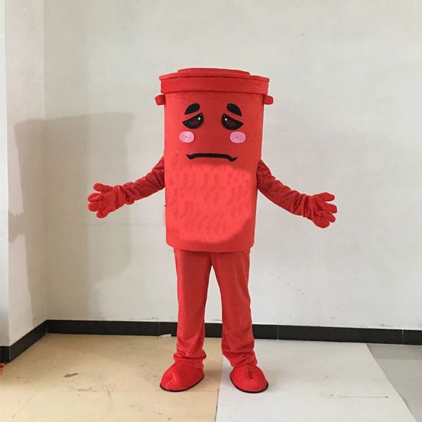 

performance sad trash can mascot costumes halloween fancy party dress cartoon character carnival xmas easter advertising birthday party cost, Red;yellow