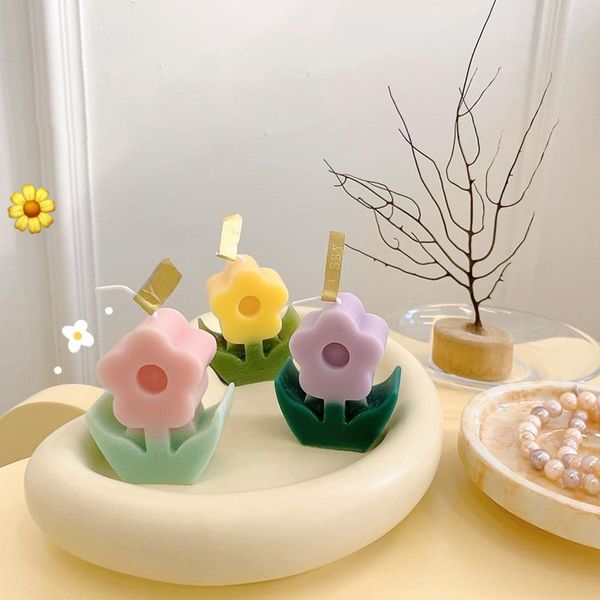

candles ins flower scented wax candle korean home decoration ornament fragrance handmade floret candlestick decorations