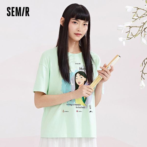 

women's t-shirt semir summer short sleeve t-shirts women 2021 loose national trendy white half-sleeved