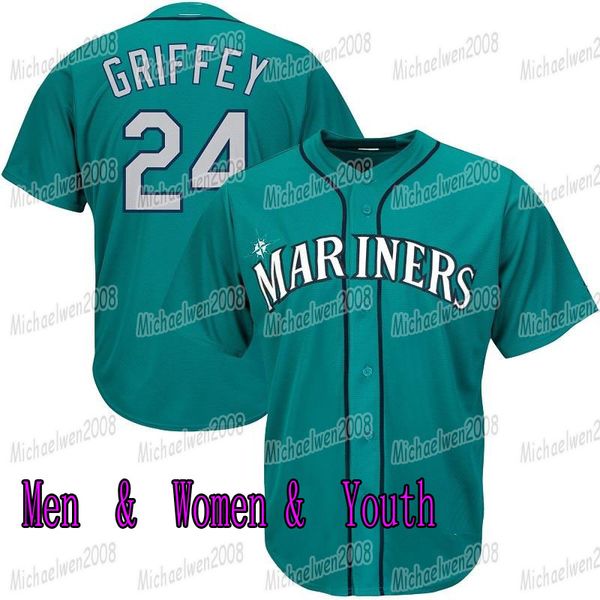 

ncaa mens vintage 2016 hall of fame 24 ken griffey jr. teal baseball jersey 30 ken griffey jr. red shirts retired patch womens, Blue;black