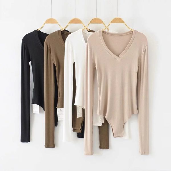 

t shirt autumn and winter pullover v-neck long sleeve slim blouse women's wear, White