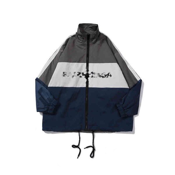 

men's jackets 5555 spring autumn casual jacket male clothing zipper collar loose stripes printed hip hop mens designer windbreaker spor, Black;brown