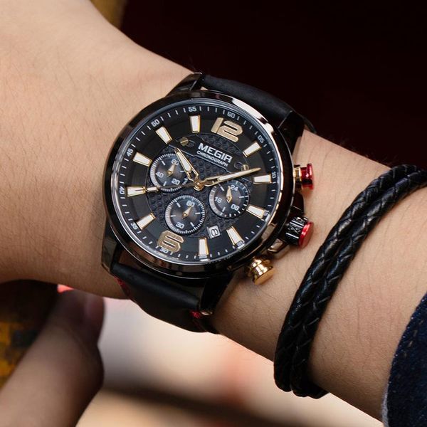 

men's sport watches waterproof luminous chronograph quartz military male clock relogio masculino 2021 wristwatches, Slivery;brown