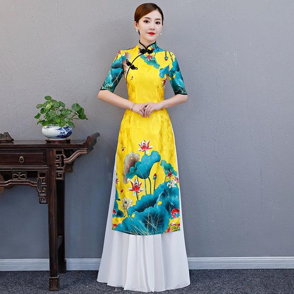 

dai long cheongsam traditional china style party qipao robe oriental womens elegant evening dress vestido plus size s-5xl ethnic clothing, Red