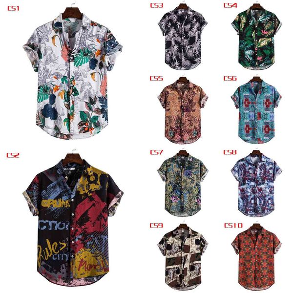 

shirt 2020cs printing casual men's short sleeve lapel top, White;black