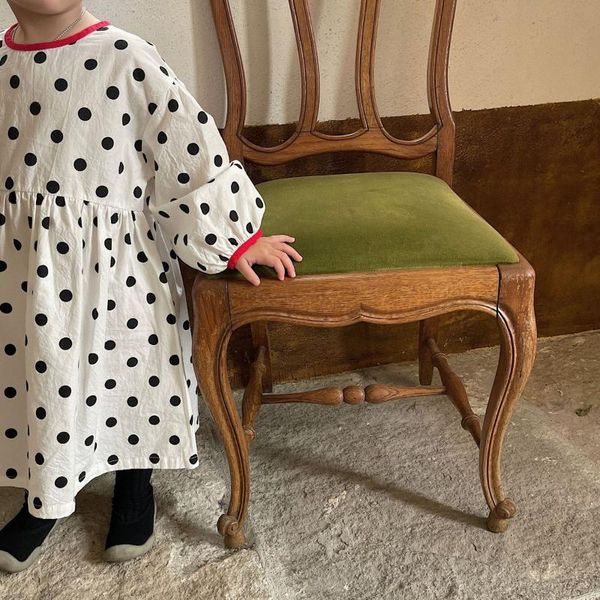 

girl's dresses dress full sleeve mid calf length pullover a-line solid regular cotton fashion simple sweet spring autumn children girls, Red;yellow