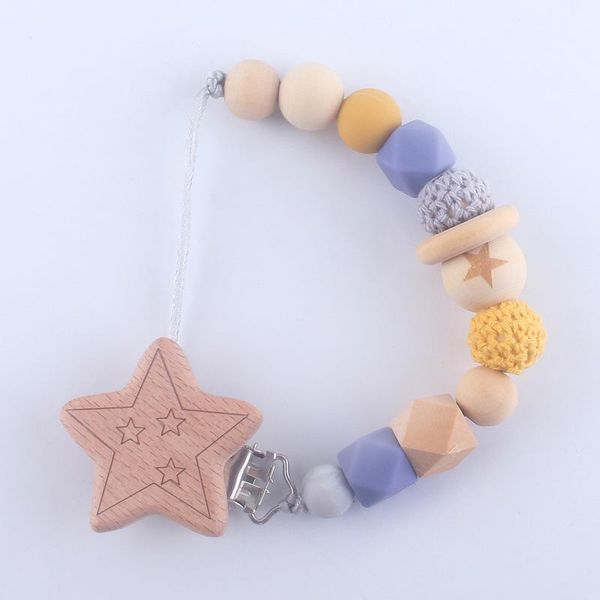 

pacifiers# silicone pacifier clip wooden bead dummy holder cute soother chains baby teething toy for chain wholesale