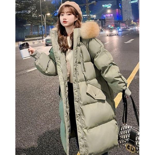 

women's down & parkas parka 2021 winter jacket women clothes vintage warm coat cotton thick long loose female oversized, Black