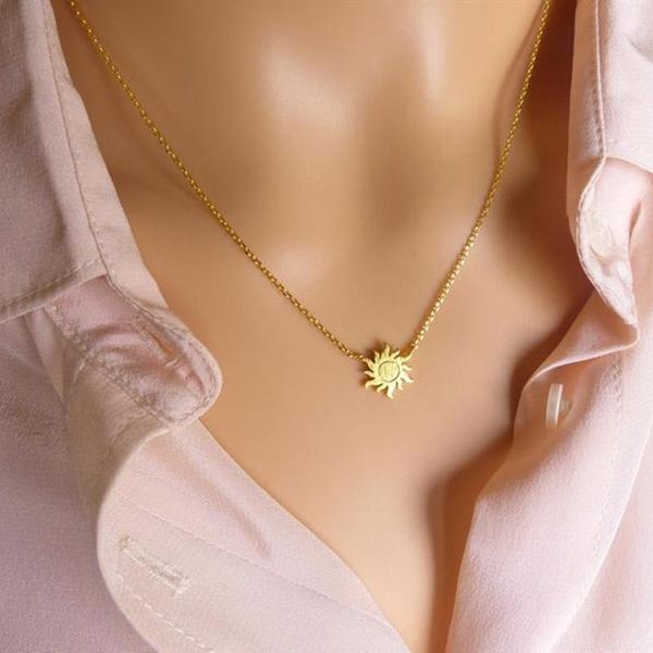 

pendant necklaces matte gold color sun necklace for women vintage bohemian charm burning round fashion jewelry collier femme, Silver