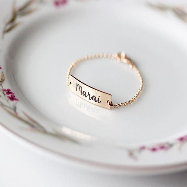 

link, chain baby name bracelet custom stainless steel child strand jewelry bff, Black