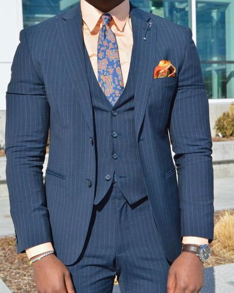 

men's suits & blazers (jacket+pants+vest) tailor-made men suit stripe male formal clothes 3 piece for man 2021 groomsman wedding slim f, White;black