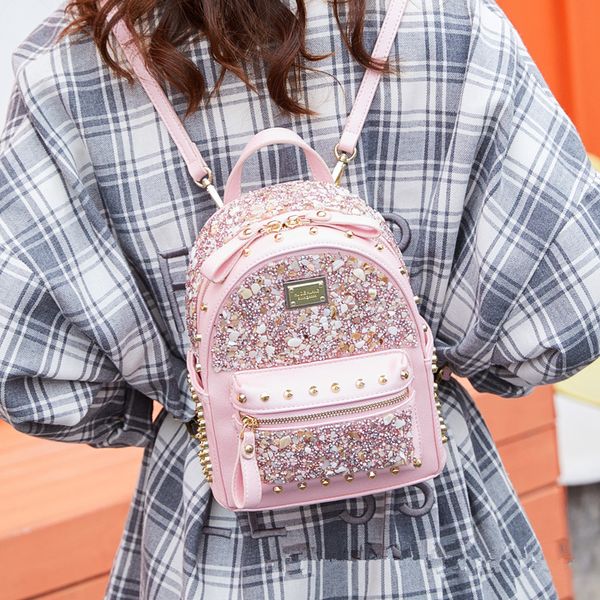 

travel bags bagpack diamond women mini designer leather backpack luxury backpack girl small back pack shoulder bag black pink mochila3191