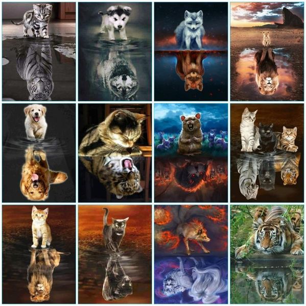 

diamond painting azqsd embroidery cat wolf mosaic handmade gift tiger animals needlework dog home decoration
