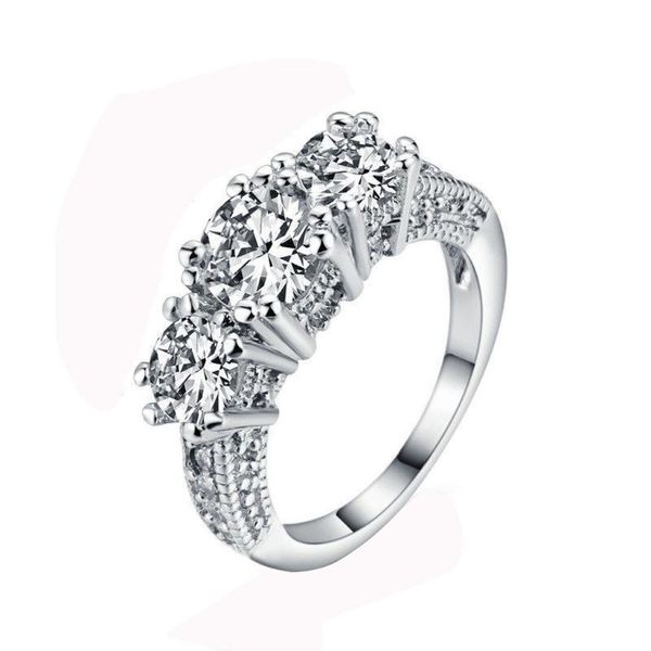 

cluster rings natural silver gemstone luxury court birthstone bride engagement wedding ringinlaid zircon ringwomen's fashion ring, Golden;silver