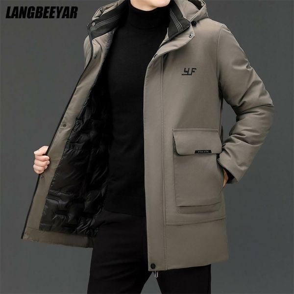 

grade warm winter designer brand luxury hooded casual fashion parka jacket men windbreaker coats clothes men 211008, Black