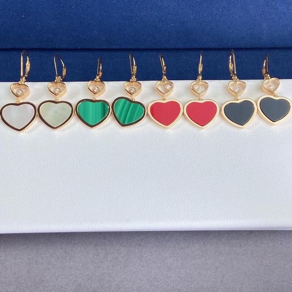 

stud brand pure 925 sterling silver earrings happy naturol gemstone heart lady party jewelry rose gold colorful, Golden;silver