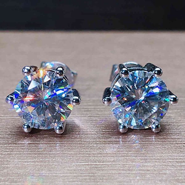 

10k white gold stud earrings women 0.5 1 2 3 round moissanite diamond present wedding anniversary engagement party gift, Golden