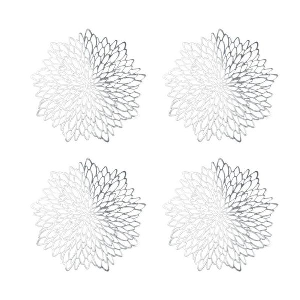 

mats & pads 4pcs hollow flower pvc pad anti skid heat insulation coffee cup mat