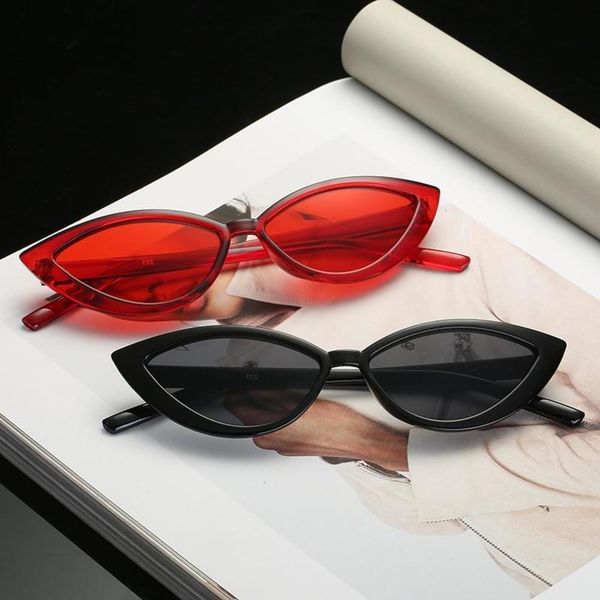 

vintage cat eye sunglasses women new fashion brand designer small frame mirror black red cateye uv400 sun glasses female shades