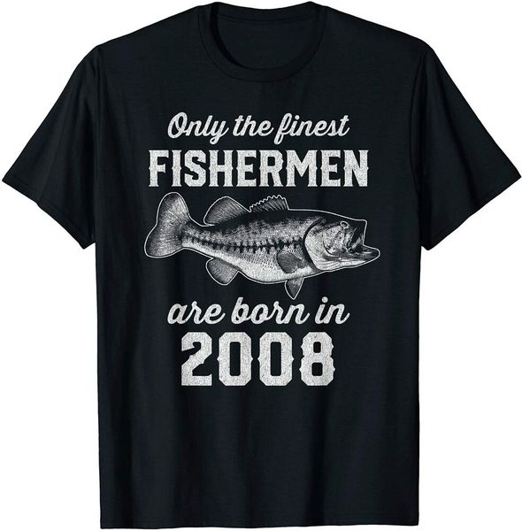 

Gift for 12 Year Old: Fishing Fisherman 2008 12th Birthday T-Shirt Size S-5XL, White;black