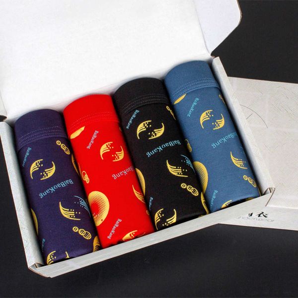 

oversize 4-pack men's modal boxers printed gift box shorts, Black;white