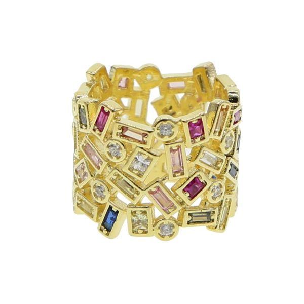 

cluster rings female big colorful crystal zircon stone ring luxury gold color engagement vintage wedding for women, Golden;silver