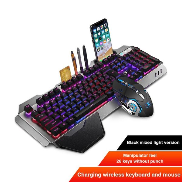 

keyboard mouse combos rechargeable 2.4g wireless 26 keys and 6 button set