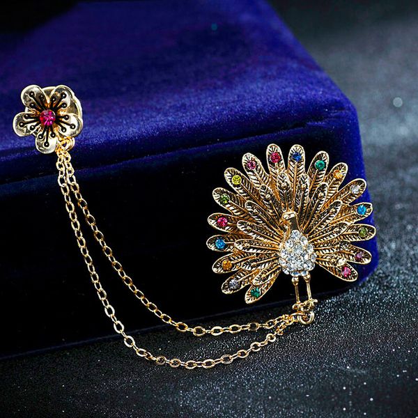 

fashion tail chains brooch for women girls for women girls vintage luxury metal pins korean jewelry accessories, Gray