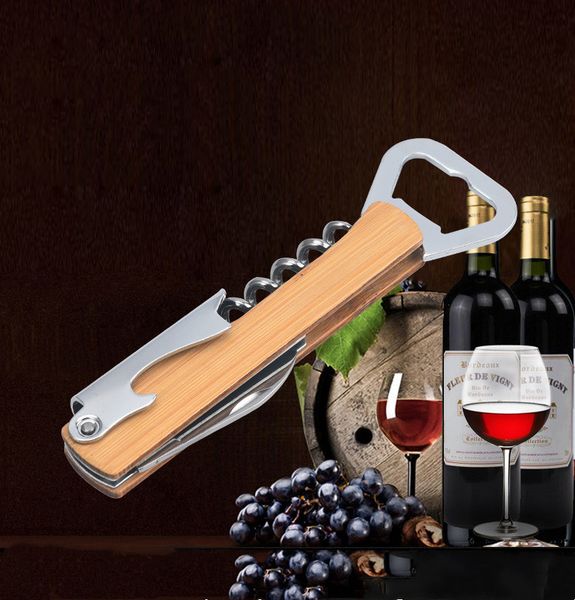 

wood handle professional red wine opener screw bottle stainless steel corkscrew for waiters sommelier bartender