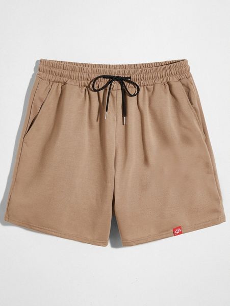 

men patched drawstring track shorts y7jz#, Black
