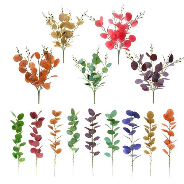 

artificial leaves branch retro green eucalyptus money leaf for home decor wedding plants faux fabric foliage room decoration decorative flow