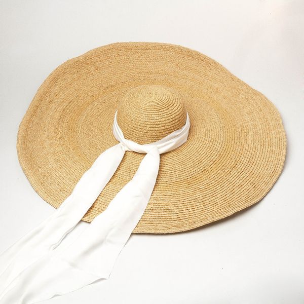 

fashion big hat able in spring and summer, add brim ribbon to decorate lafite eaves, Blue;gray