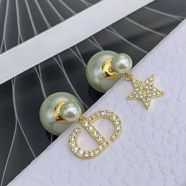 

design jewelry new star asymmetric letter earrings for female pearl tassel earrings, Golden