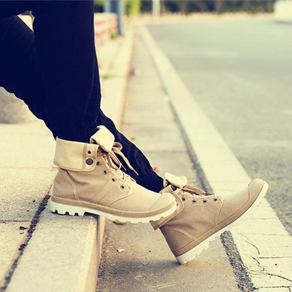 

boots 2021 fashion men canvas shoes breathable high desert ankle male brand footwear black army green ln005