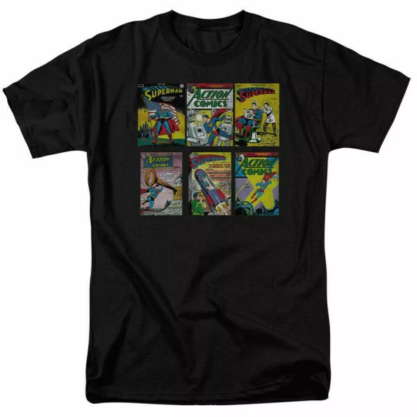 

superman sm comic covers t shirt licensed comic book movie tee black, White;black