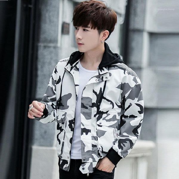 

men's jackets printed camouflage casual fashion pocket jacket spring and autumn splicing hooded windbreaker plus size clothes, Black;brown