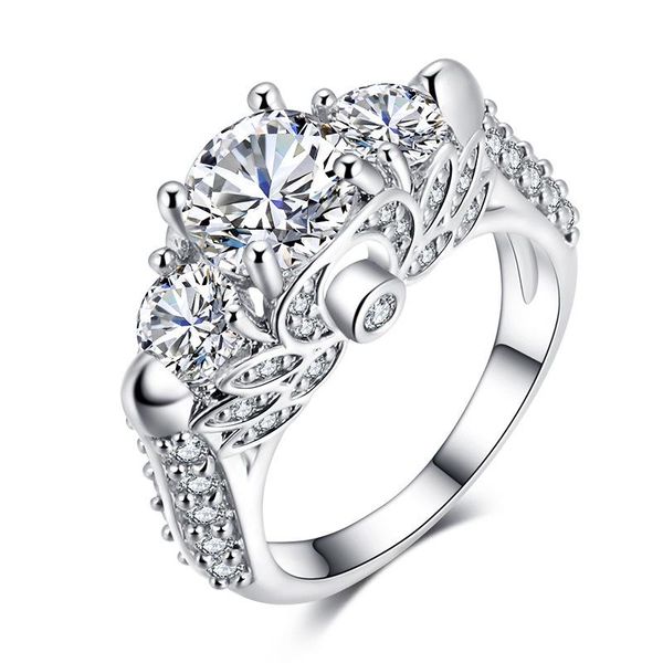 

wedding rings classic geometric zircon for women jewelry silver color engagement female anel bijoux drop 4987, Slivery;golden